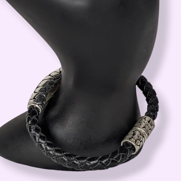 Premier Designs Black Braided Leather Bracelet - Picture 3 of 6